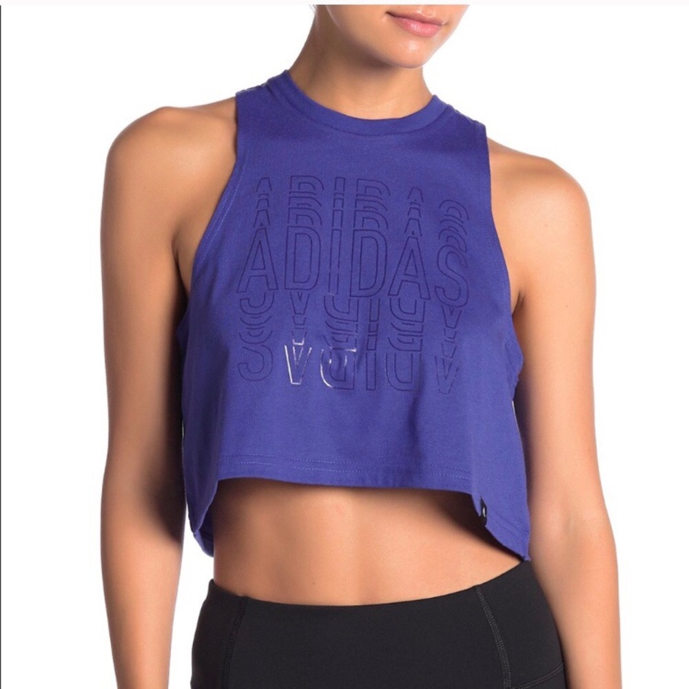 Adidas Cropped Tank Top Blue-Purple NWT Sz S